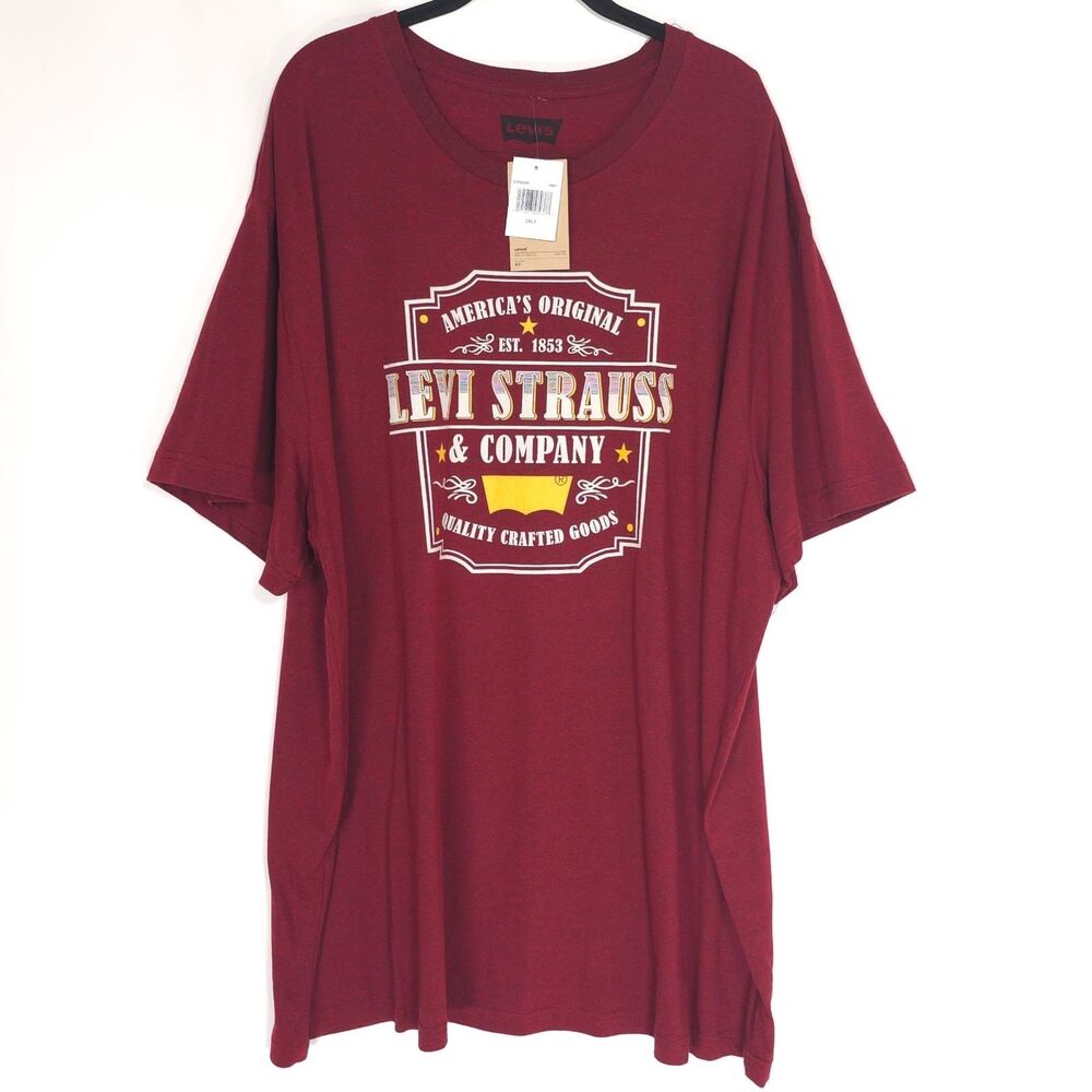 LEVIS‎ New Graphic T-Shirt Red Logo Print Cotton 3XLT Big Tall Casual Crew Tee